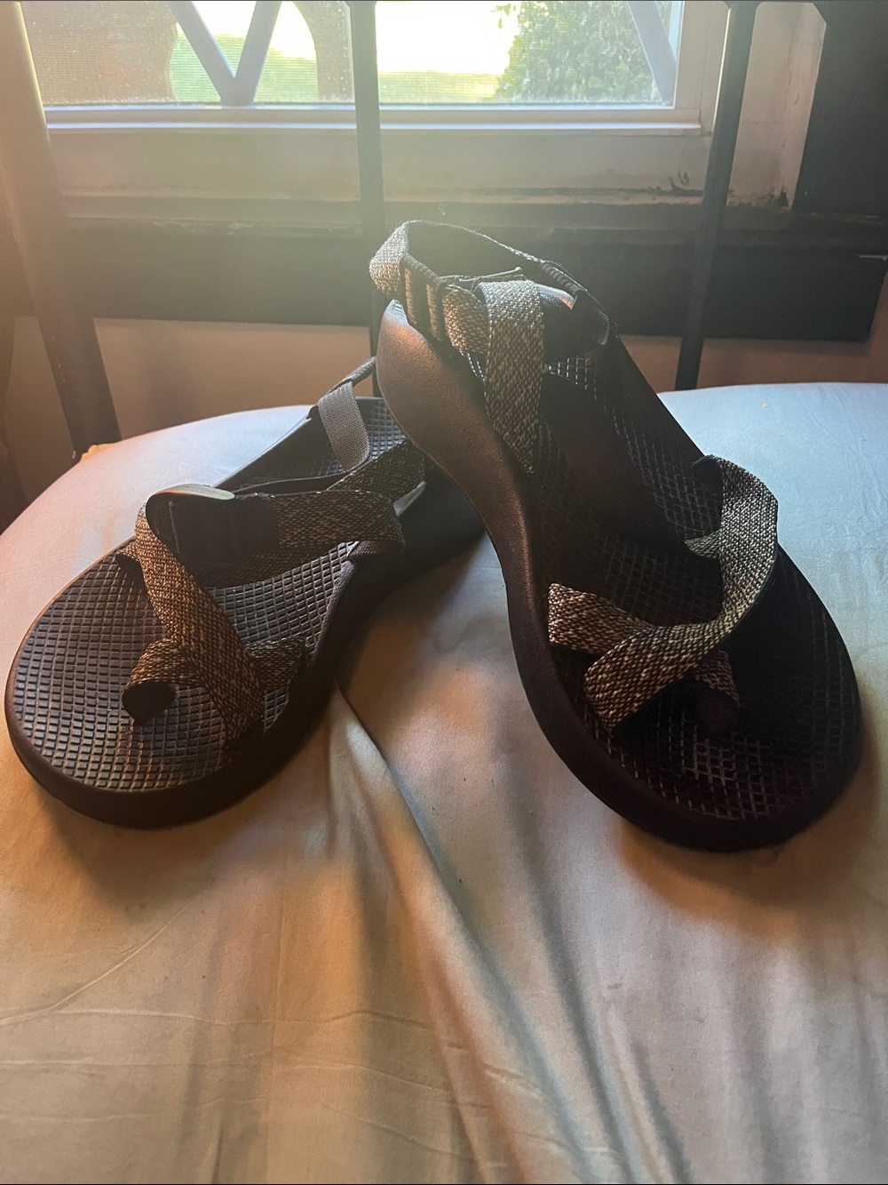 Chaco Men’s Black and Green Strapped Sandals